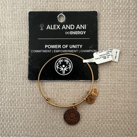 NWT Alex and Ani Power of Unity Special Olympics Gold Bangle Bracelet - Picture 2 of 3